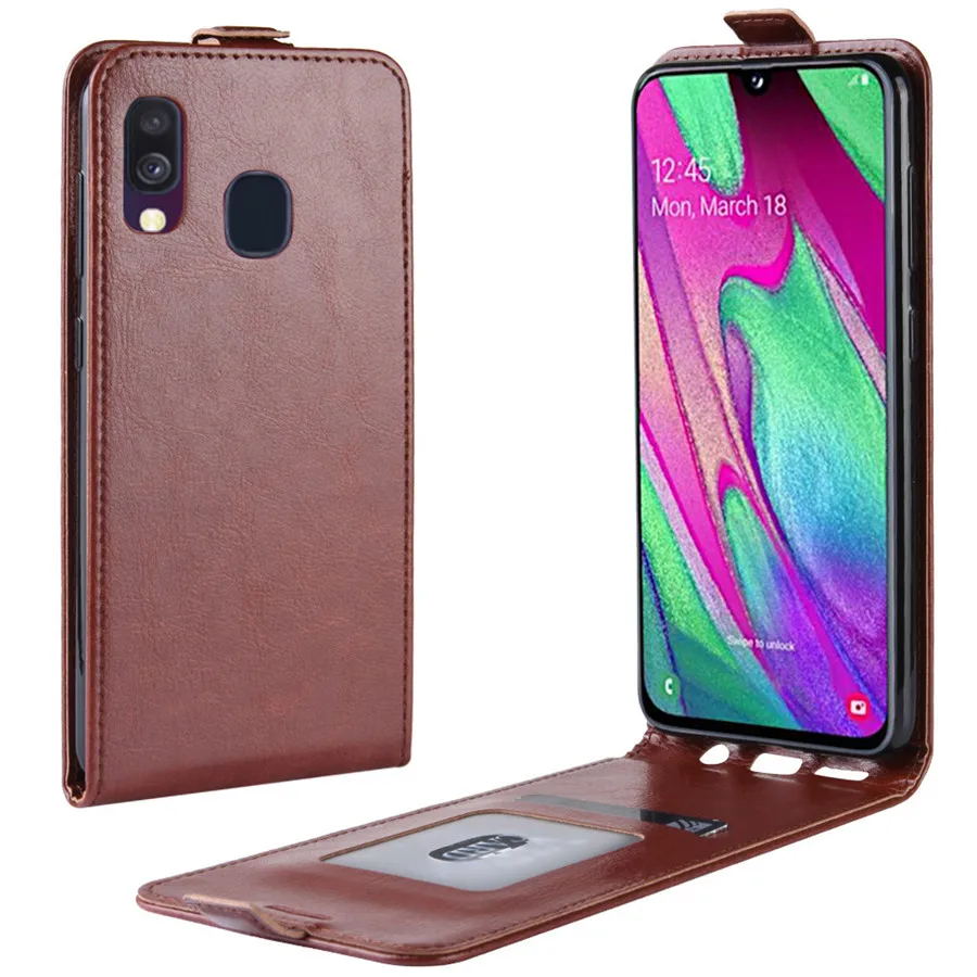 Для Samsung Galaxy A40 чехол 5.9 дюймов ретро кожаный Магнитный вертикальный книга флип на