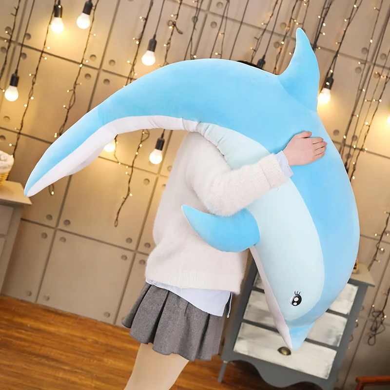 100/120cm Kawaii Soft Dolphin Plush Toys Dolls Stuffed Down Cotton Animal Nap Pillow Creative Kids Toy Birthday Gift for Girls | Игрушки и