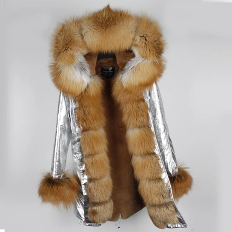 Мех любовь 2017 Зимняя куртка женская новая длинная парка Настоящее пальто с мехом