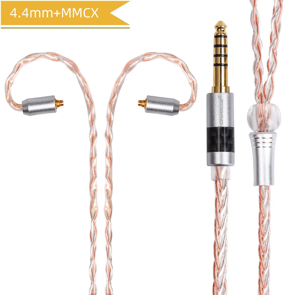 Copper silver MMCX 4 FDBRO MMCX 2Pin 0,78 мм A2DC 8core с серебряным покрытием кабель наушников 2,5/3,5/4,4 мм наушники с уравновешенным якорем кабель для SE846 SE535 H2 H3 ue900 - Цвет: Copper silver MMCX 4