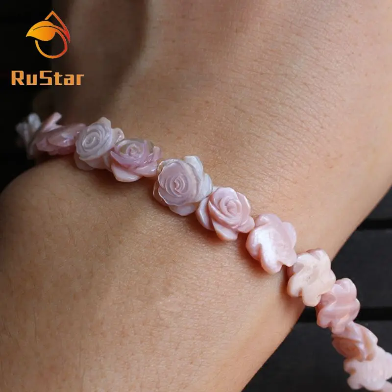 30pcs/lot 10mm Real Natural Flower Mother of Pearl shell Beads Drilled Pink Rose MOP Shell for DIY Jewelry | Украшения и