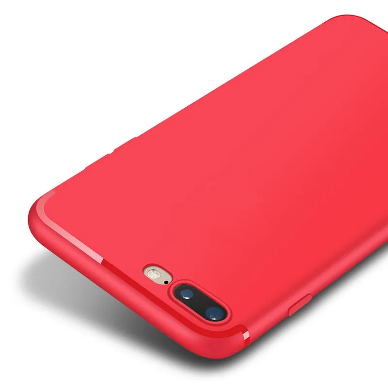 Red Ультра тонкий мягкий силиконовый чехол из ТПУ для iPhone 7 6 6S Plus 5 5S 5SE 360 Полный чехол матовый черный силиконовый чехол для мобильного телефона s - Цвет: Red