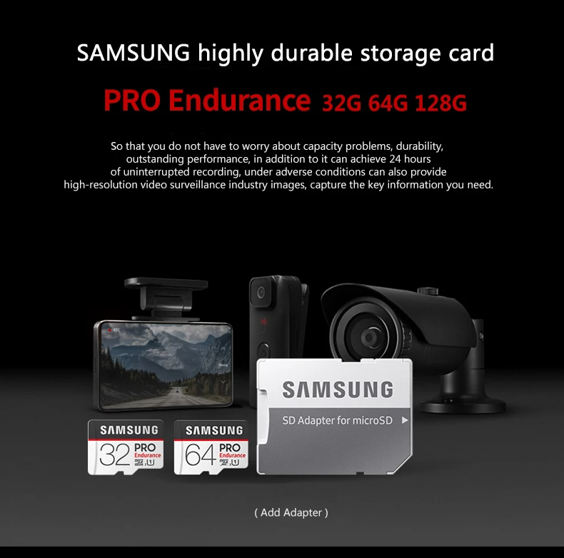 SAMSUNG Новое поступление Micro sd карта памяти Pro Endurance 32 Гб 64 Гб 128 Гб класс 10 SDHC SDXC с адаптером до 100 Мбит/с
