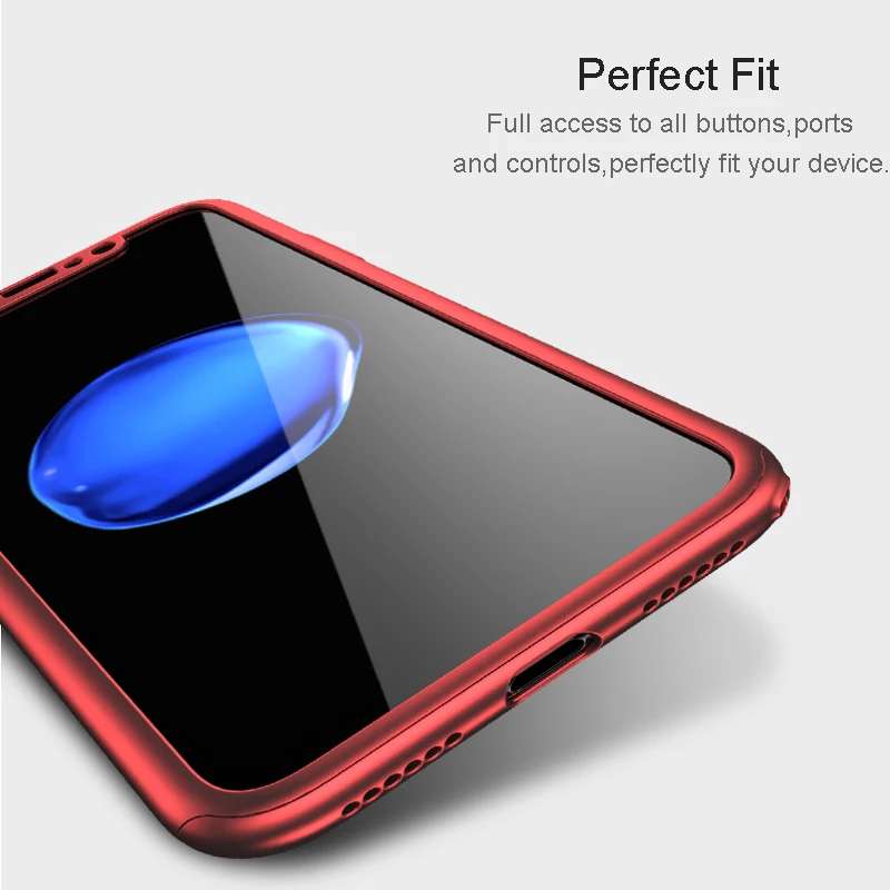 360 Защитный чехол для iPhone X крышка Vpower Роскошные ультра тонкий полная защита Капа