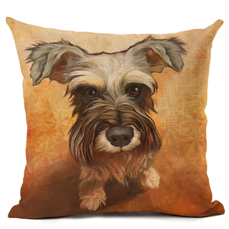 Cushion Cover Наволочка для подушки 45x45 см, декоративные подушки для дивана, гостиной, серии собак, офисные наволочки из хлопка и льна с принтом - Цвет: Cushion Cover