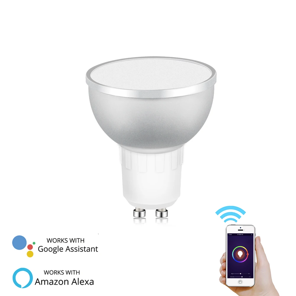 1 PC GU10 WiFi Смарт светодиодный светильник лампа RGBCW теплый белый дневной светильник многоцветный работать с Alexa Google Home - Цвет: 1 PC