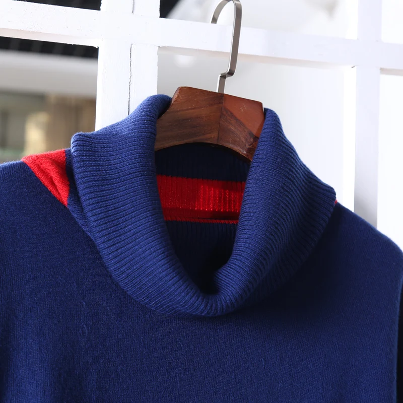 Autumn Winter women Full Sleeve High collar Knit sweater Dress female Loose Split Stripes Womens long Sweaters | Женская одежда