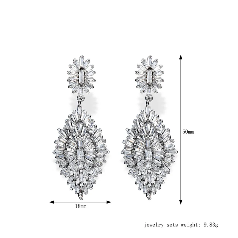 NJ роскошный полный Кристаллические серьги для Для женщин Романтический Свадьба