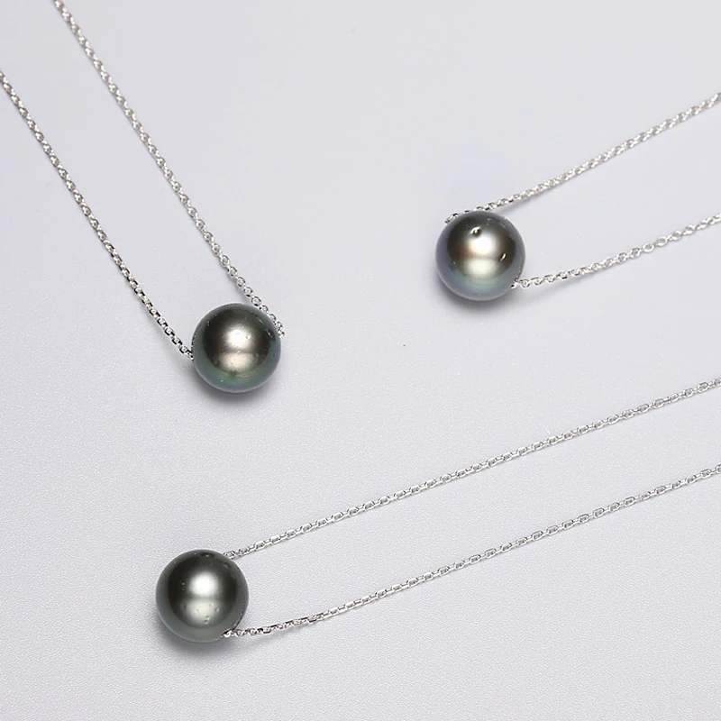 Ожерелье DAIMI из черного таитянского жемчуга 10 11 мм серебро 925 пробы цепочка