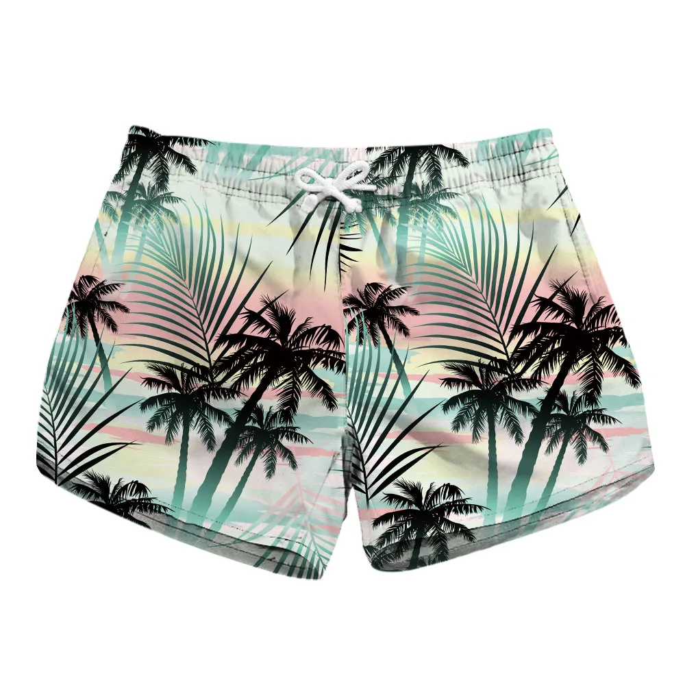 

New 2018 Trendy fashion Women Shorts Summer Beach Casual Coconut leaves print pattern print Loose Shorts Hot women board short