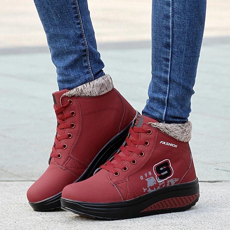

WDZKN Autumn Winter Women Snow Boots Warm Plus Thick Velvet Wedge Ankle Boots For Women Winter Fur Platform Shoes Zapatos Mujer