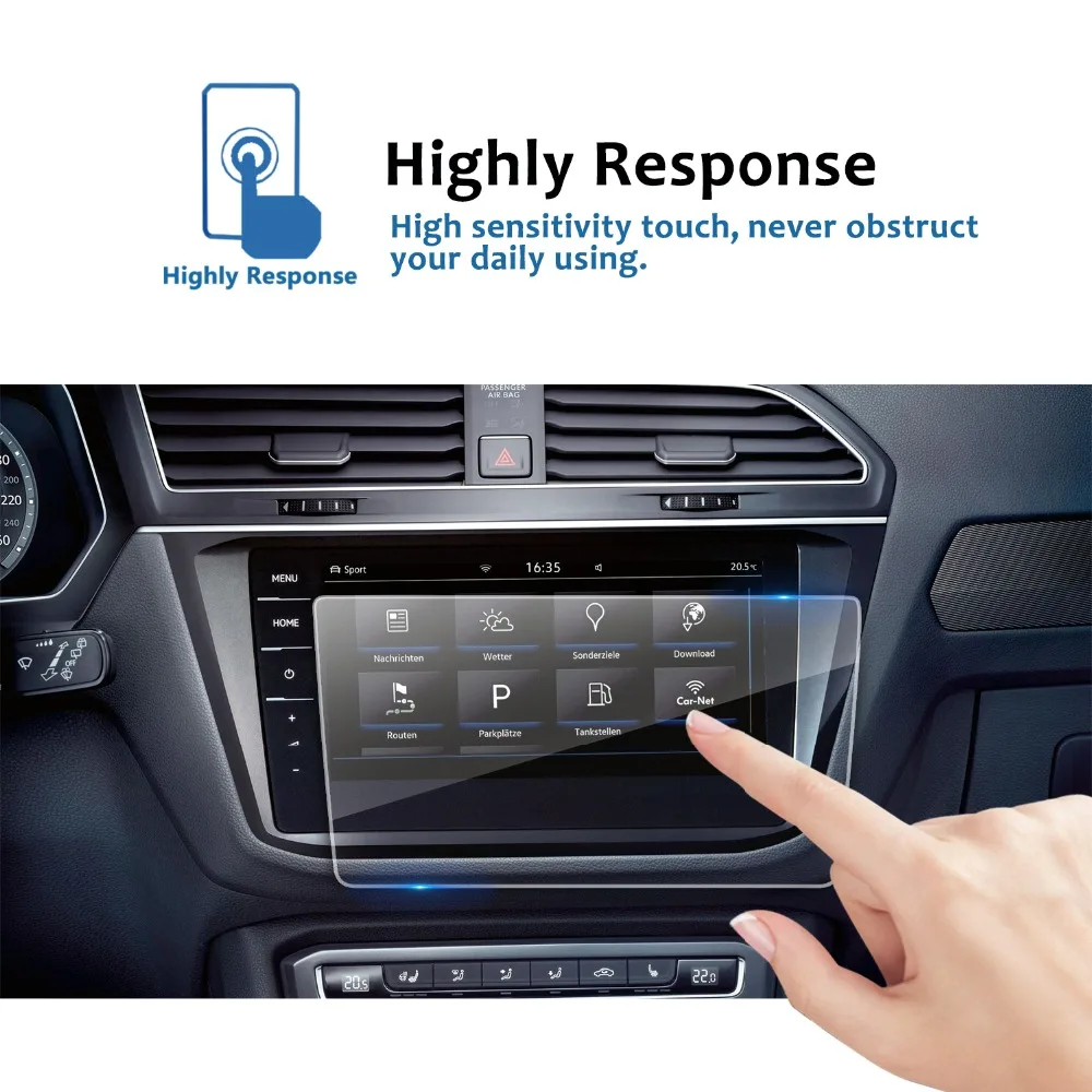 RUIYA Закаленное стекло-экран протектор для Volkswagen Tiguan/VW Tiguan II GTE Allspace Откройте для себя Pro 9,2 дюймов автомобильный навигационный экран