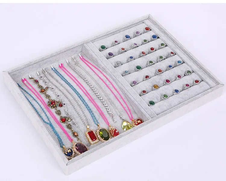 

New Gray color Jewelry Ring and Necklace Organizer Display Cases Organizer Display Jewelry Storage Box Hot Sale wholesale