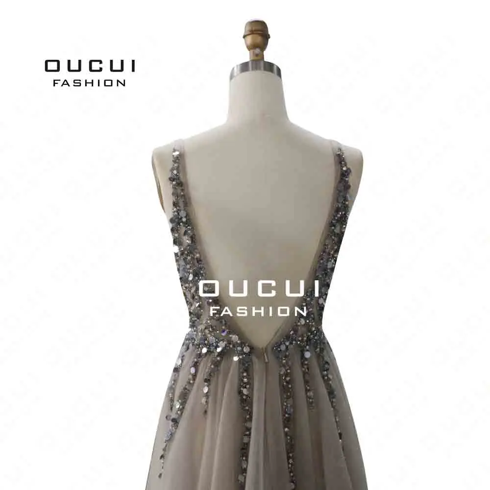 Женское вечернее платье из фатина Oucui длинное с бисером OL103012|evening dress|prom evening dresslong