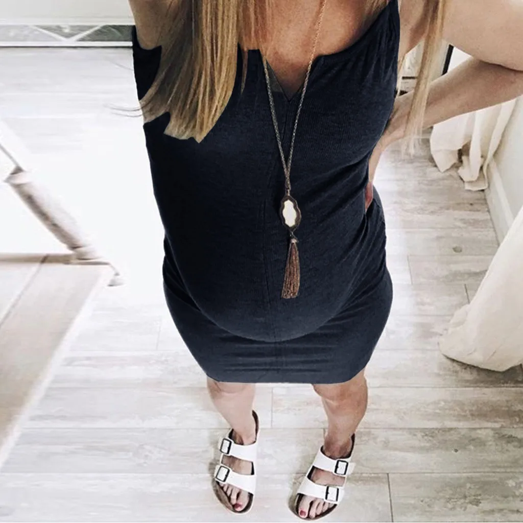 Causal Women Solid Sleeveless Pregnant Maternity Dress V-Neck Cotton Nursing Breastfeeding Summer for women zomer jurk | Мать и ребенок