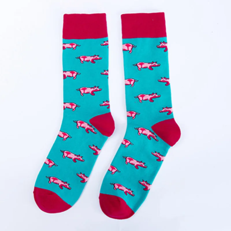 

[WPLOIKJD]Cute Animal Wedding Funny Men Socks Cartoon Personality Skateboard Hip Hop Happy Socks Creative Calcetines Hombre
