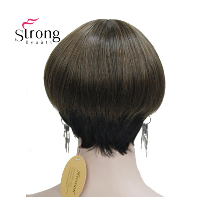 StrongBeauty короткий прямой фиолетовый выделенный боб с челкой синтетический парик выбор цвета - Цвет: AB034