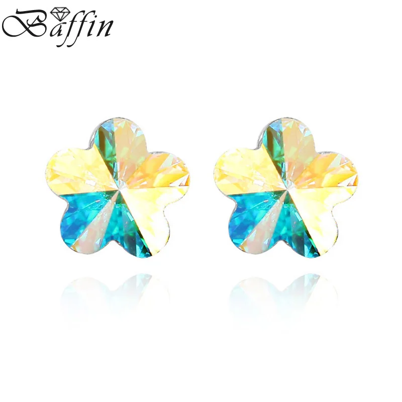 Серьги гвоздики в виде цветка сакуры с кристаллами 10 мм|earrings stud|piercing earringsflower earring
