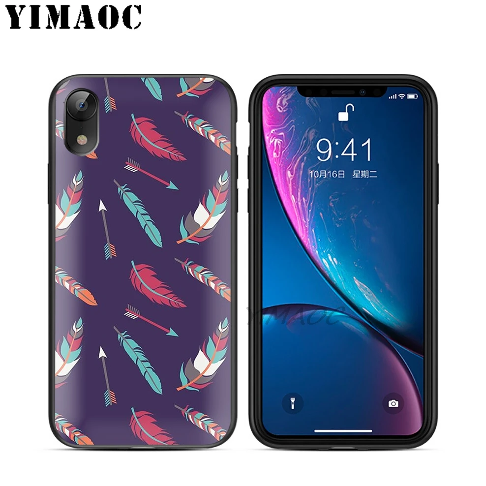 YIMAOC перо искусство цветной мягкий из ТПУ Черный силиконовый чехол для iPhone X или 10 8