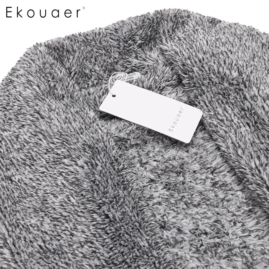 Ekouaer, Зимние халаты, женское кимоно, плюшевый халат, длинный рукав, шаль, воротник, одежда для сна, спа Халат, мягкий халат для подружки невесты, теплая ночная одежда