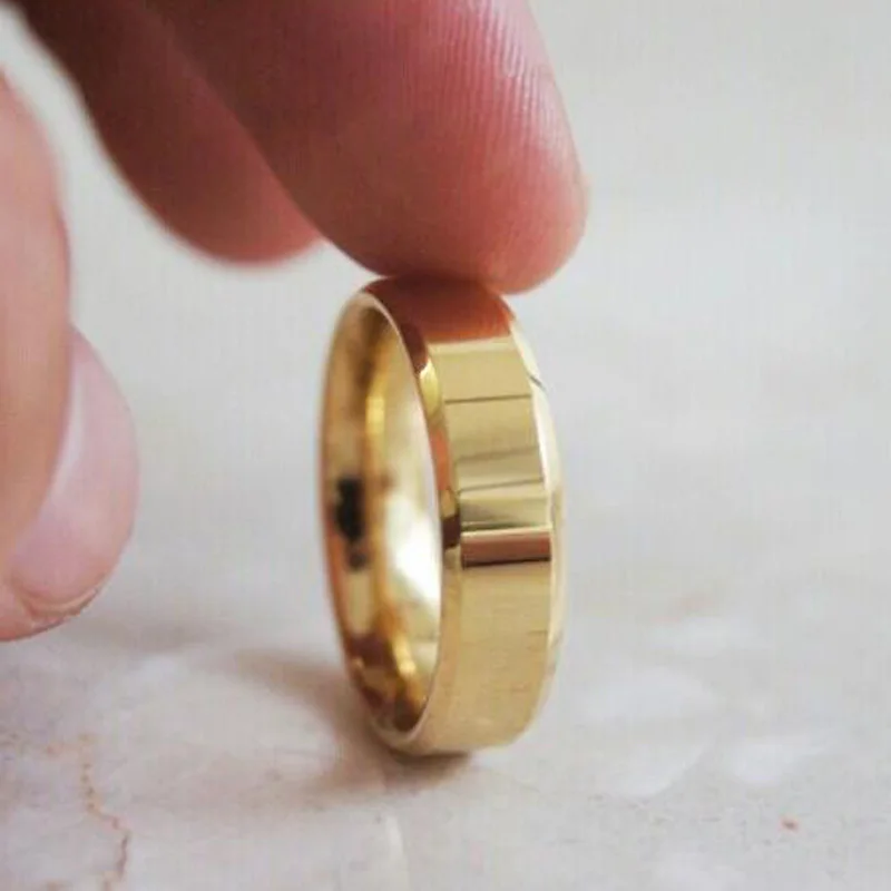 

ZORCVENS Fashion Gold-Color 6mm bevelled Tungsten material Rings