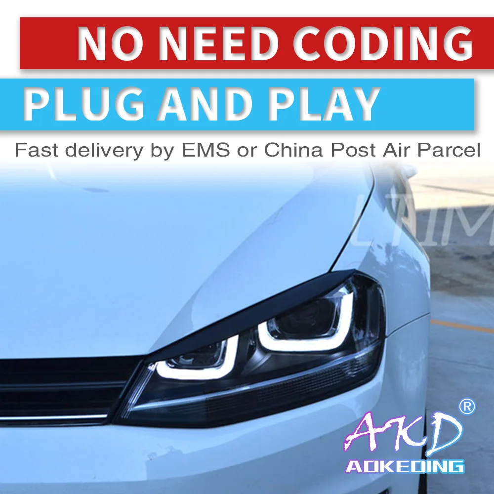 AKD Тюнинг автомобилей фары для VW Golk7 Golf 7 MK7 светодиодные фары DRL ходовые огни биксеноновые фары Противотуманные фары с ангельскими глазками авто
