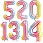 1632 воздушные шары из фольги с рисунком в виде цифр радуги 0-9 лет, украшение для первого дня рождения