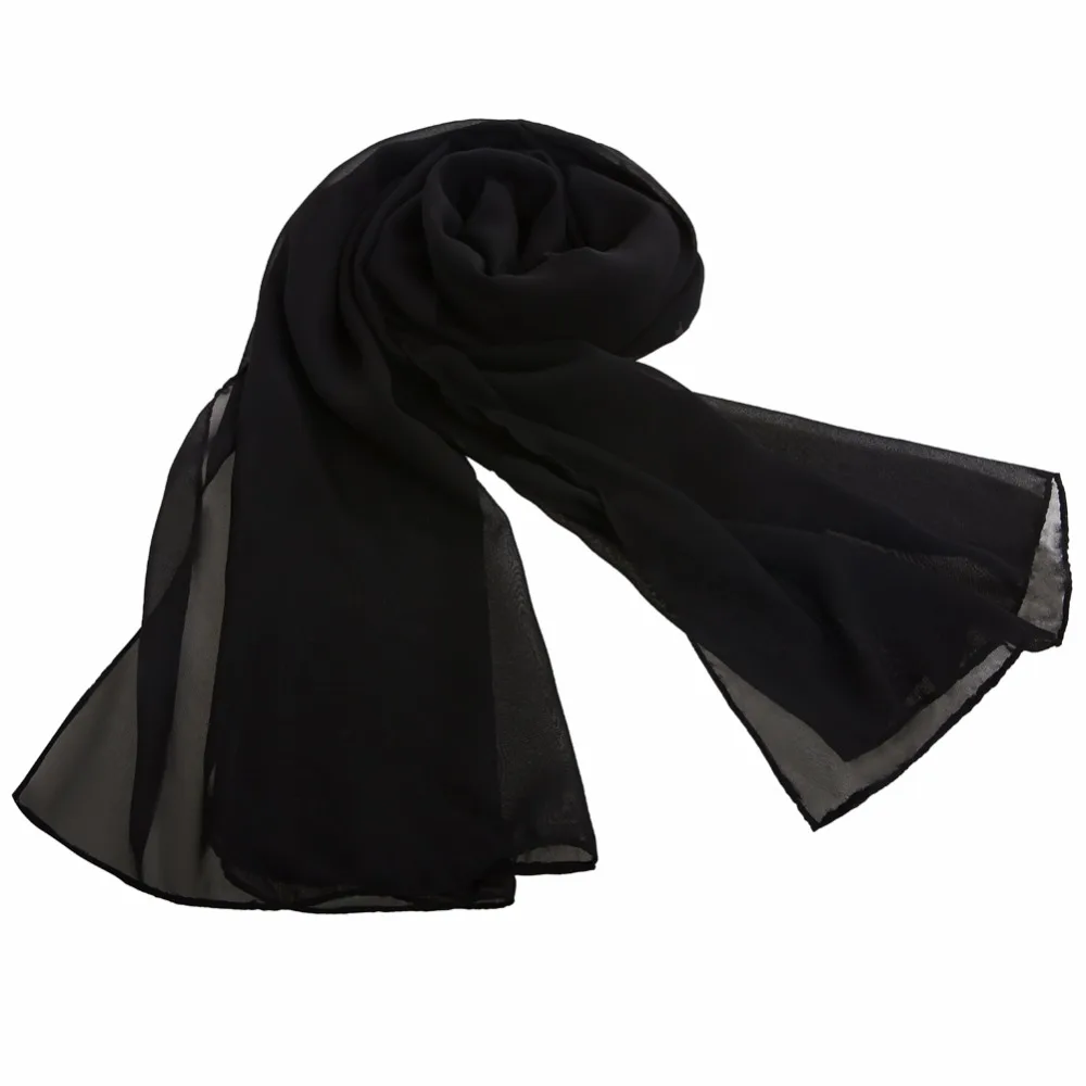 YUNUO Black One Layer Long Wedding Shawl Wraps Chiffon Women Party Evening Dress Occasion Scarf | Свадьбы и торжества