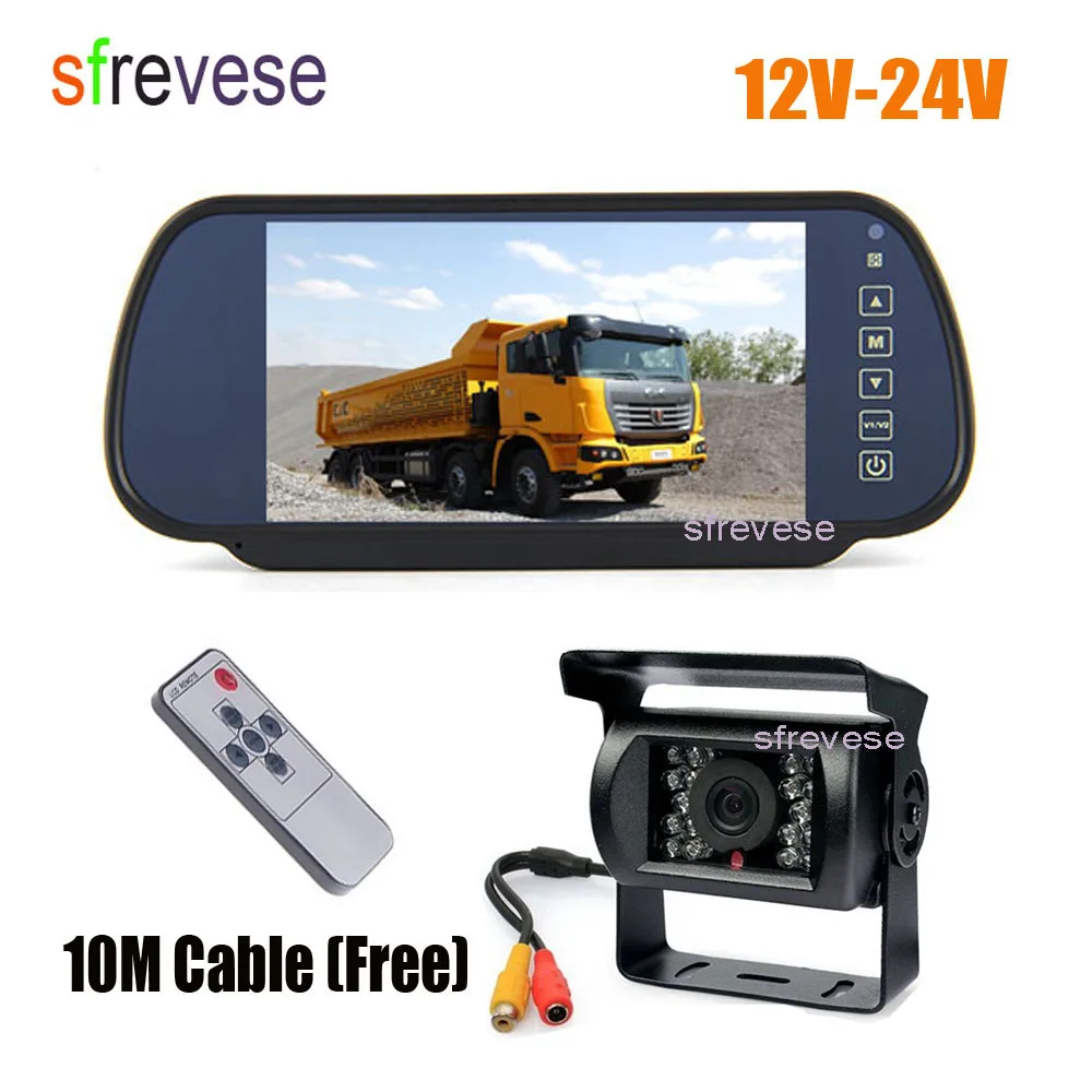 7" Vehicle Mirror Monitor Car Rearview Kit + Waterproof 18 IR Night Vision Car Reverse Parking Backup Camera 10m Cable 12V-24V 7" Vehicle Mirror Monitor Car Rearview Kit + Waterproof 18 IR Night Vision Car Reverse Parking Backup Camera 10m Cable 12V-24V