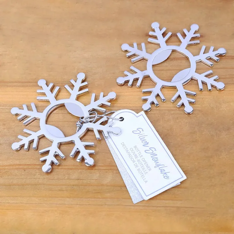 

100pcs/lot new zinc alloy snowflake beer bottle opener wedding favors and gifts for guest event party supplies Free shipping