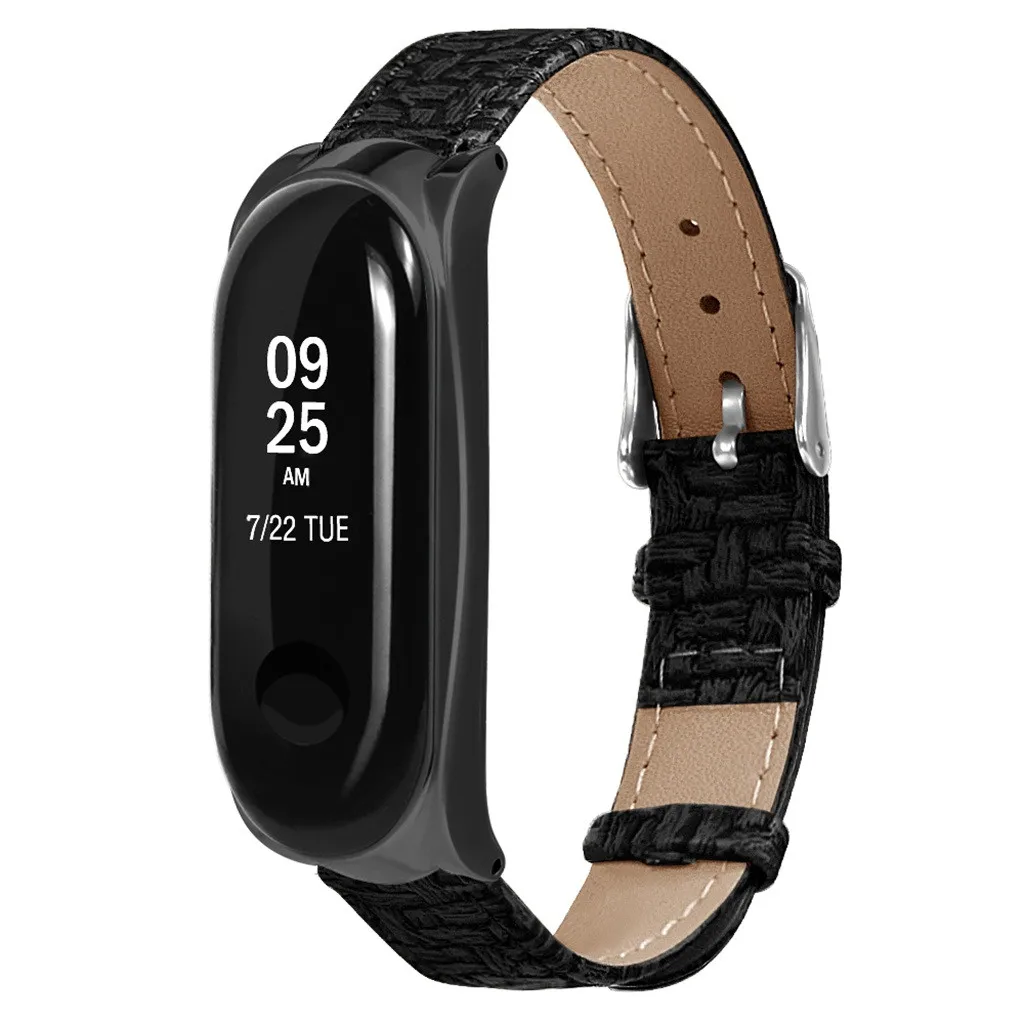 Кожаный ремешок с тканым узором для Xaio mi Band 3, сменный ремешок на запястье Xao mi Xio mi Xiao mi band bnad3, ремешок на запястье