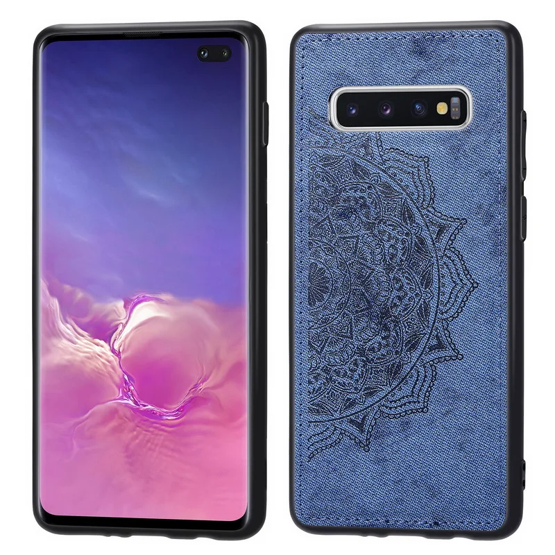 Мандалы, приятная на ощупь ткань чехол КРЫШКА ДЛЯ samsung Galaxy S10 S9 S8 плюс S10e S7 Edge Note 9 8 M10 M20 J4 J6 Prime A30 A40 A50 A70 - Цвет: Blue