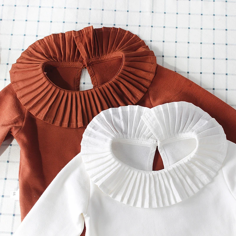 Детские топы 2018 Осень Новый стиль с длинными рукавами плиссированные футболки