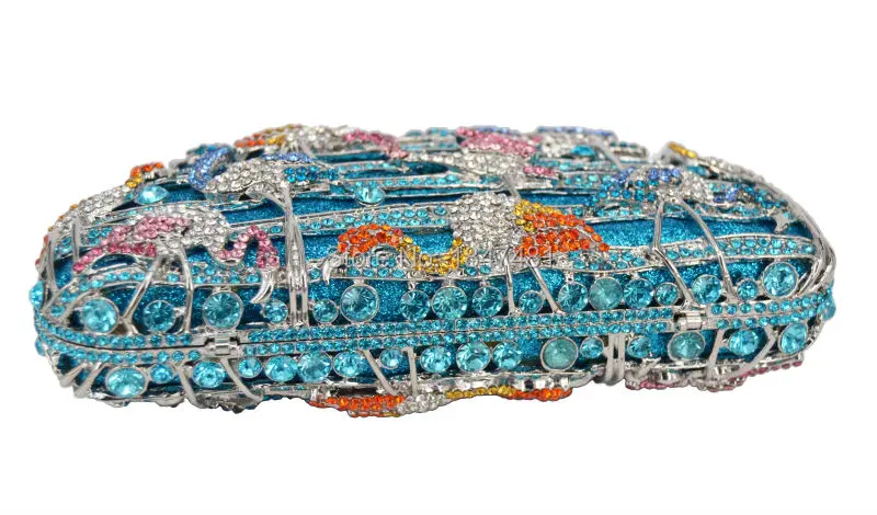 Роскошная вечерняя сумочка в виде синего животного с кристаллами новый дизайн