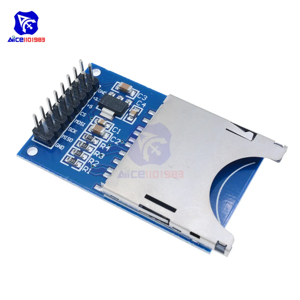 5PCS/Lot Reading And Writing Module SD Card Slot Socket Reader for Arduino ARM MCU 5V/3.3V | Электронные компоненты и