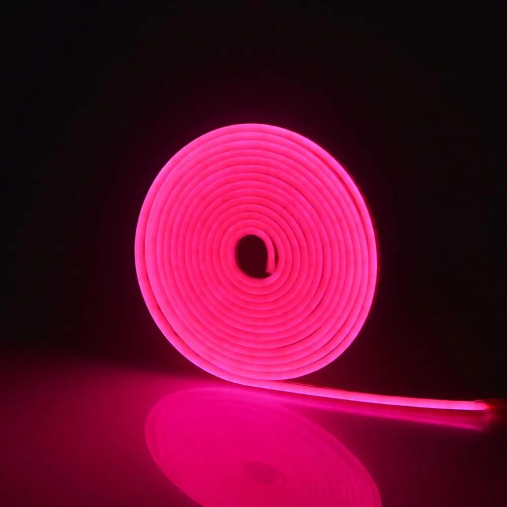 Pink 1 м/2 м/3 м/4 м/5 м светодиодный неоновый светильник 12 в наружный водонепроницаемый трубчатый шнур неоновая лампа лента письмо комната сад пейзаж украшение - Испускаемый цвет: Pink