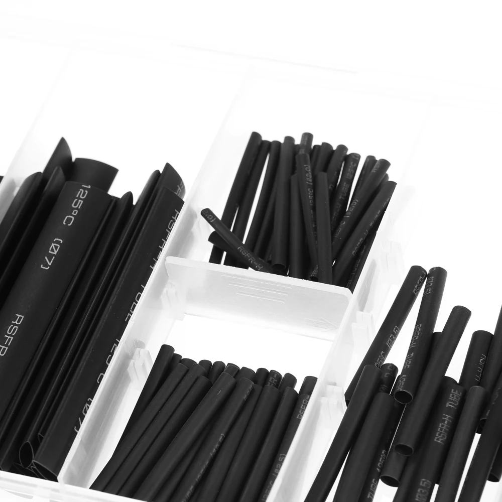 127 шт. черная усадочная трубка Полиолефиновая безгалогенная термоусадочная