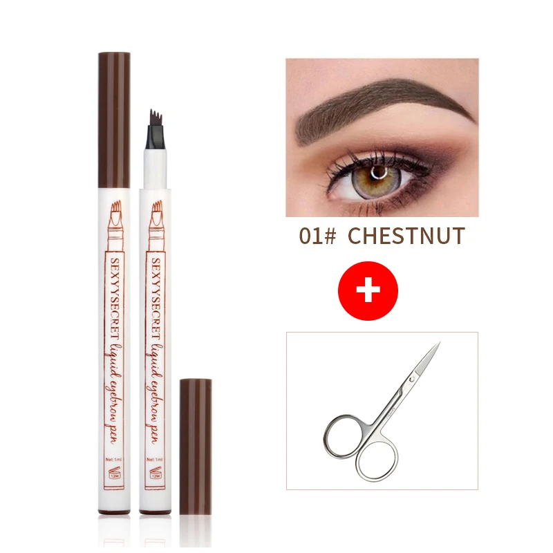 Chestnut Set Новинка, 3 цвета, жидкая ручка для бровей, водостойкая, вилка, кончик татуировки, супер прочный, микроблейдинг, для бровей, усилитель, ТИНТ, карандаш, защита от пятен - Цвет: Chestnut Set