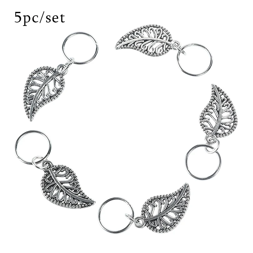 Silver Leaf Haimeikang серебристо-Золотая оплетка для волос дреды с бусинами, круглая подвеска, манжеты для волос, заколки для волос, ювелирные изделия для волос, аксессуары - Цвет: Silver Leaf