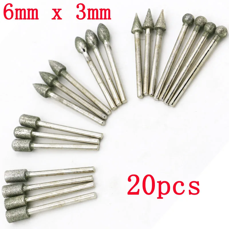 Набор насадок для дрели Dremel комплект из 20 алмазных шлифовальных с хвостовиком 3