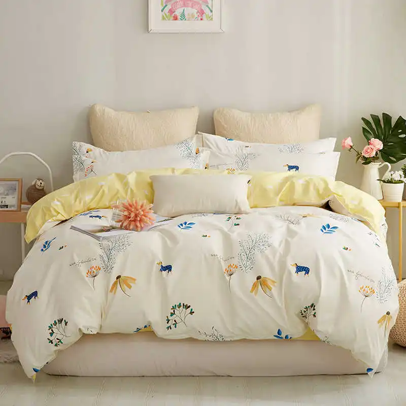 15 ParkShin Cactus Pattern Fresh Style Bedding Set Simple Home Textiles Duvet Cover Set Flat Bed Sheet Quilt Cover Bed Linen Set - Цвет: 15