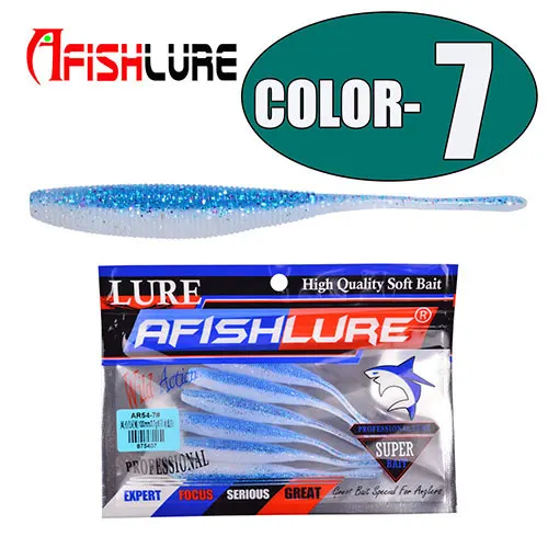 Color7 Afishlure Свинг червяк приманка для рыбалки прямой хвост мягкая имитация червя Grubs 100 мм/3,7 г Maggot мягкая плавающая приманка 6 шт./лот - Цвет: Color7