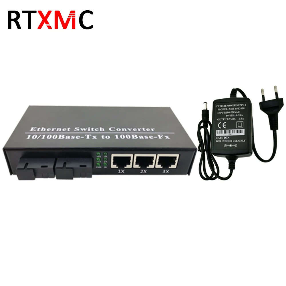 Ethernet коммутатор 2F3E 10/100M с 2 волоконными портами SC 25KM UTP RJ45|Оптоволоконное