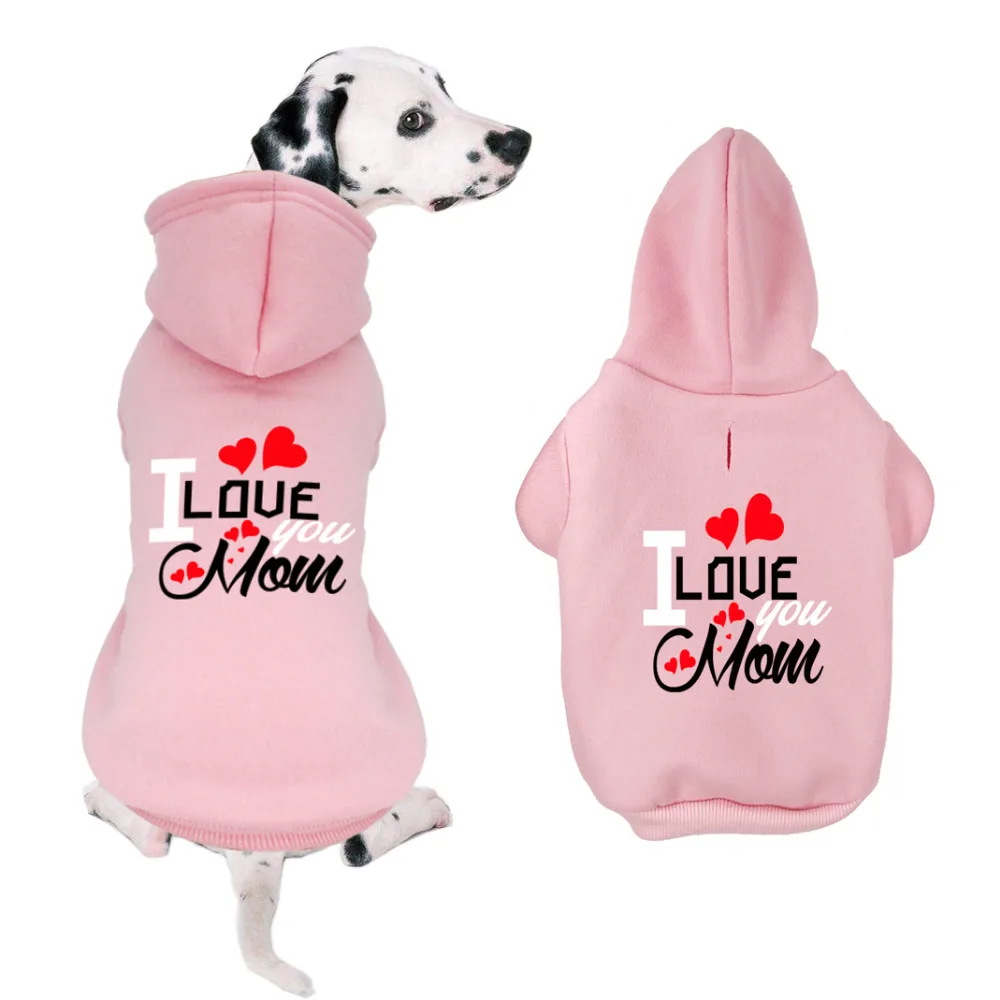 

Толстовки для домашних животных с принтом Love You, Mom, удобная одежда для маленьких, средних и больших собак, кошек, теплая куртка для чихуахуа, ...