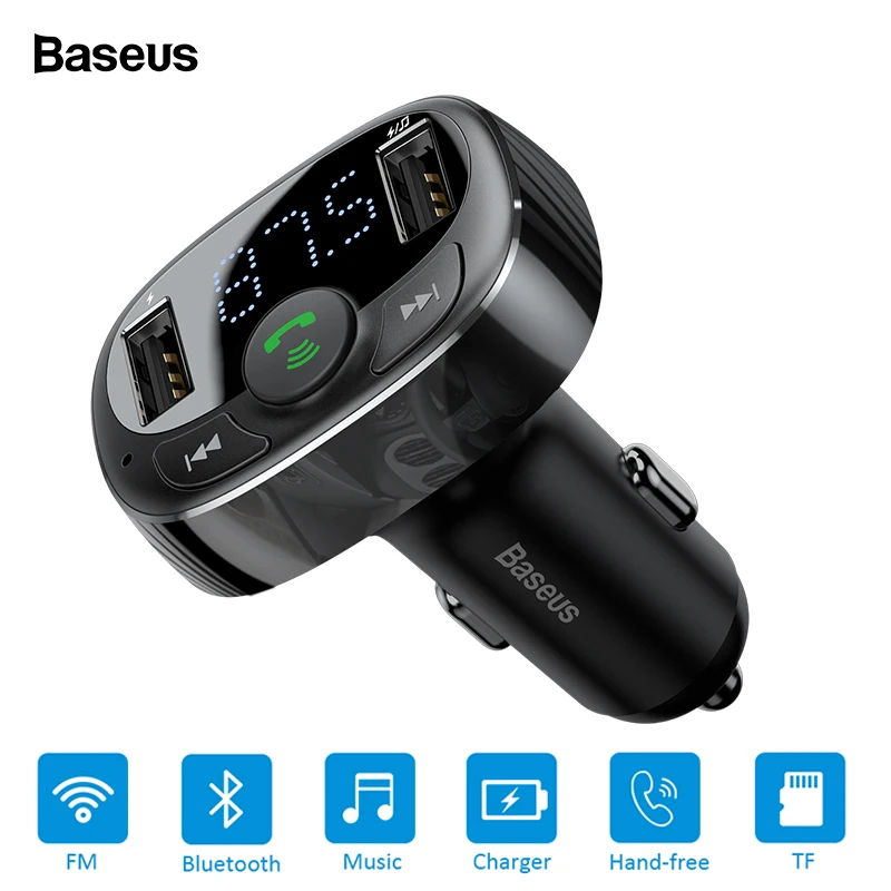 Baseus FM передатчик автомобильное зарядное устройство Aux модулятор Bluetooth автомобильный зарядный комплект Handsfree аудио mp3-плеер 3.4A двойной USB Автомобильное зарядное устройство