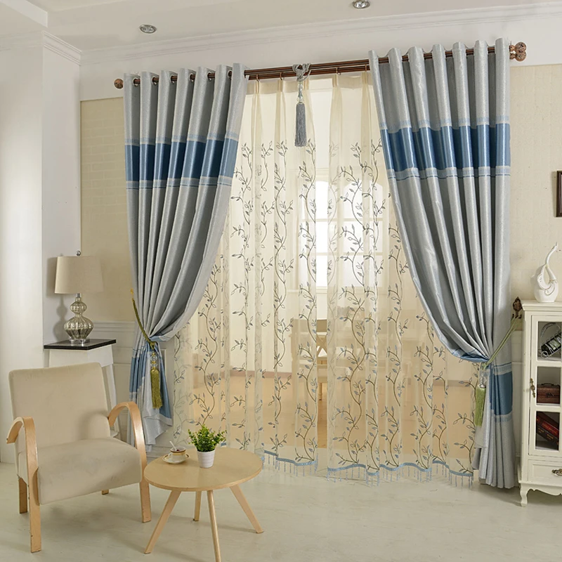 Жаккардовые затемняющие шторы MAKEHOME в европейском стиле для гостиной