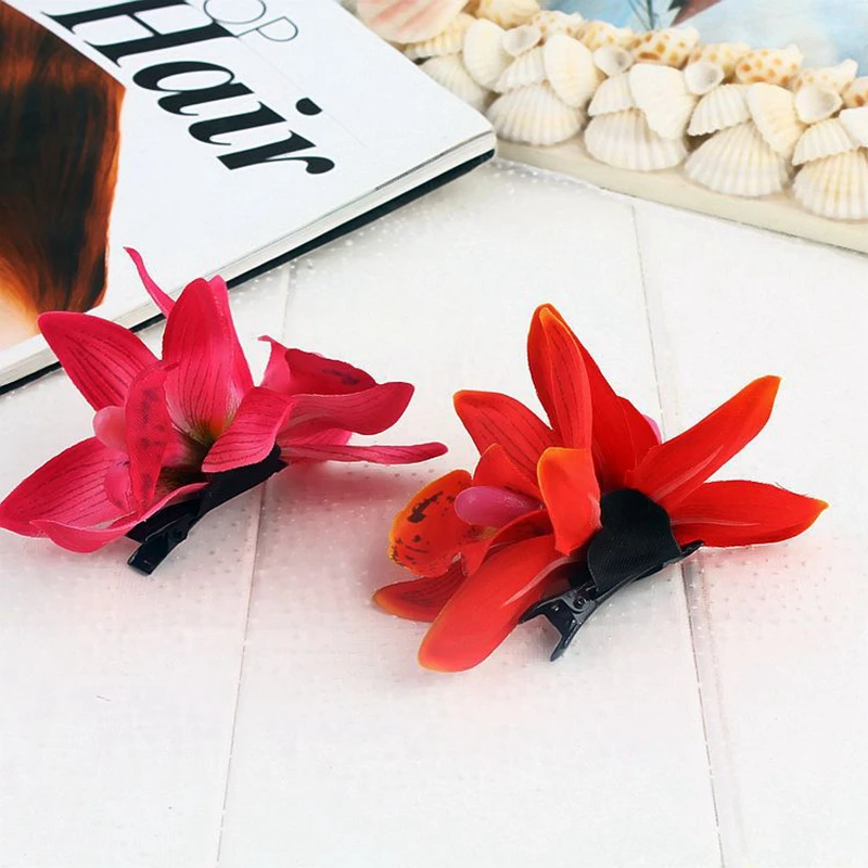 Hot Sale Women Summer Bohemia Beach Lily Orchid Flower Hair Clip Bridal Wedding Headwear Holiday Ornaments Accessories |