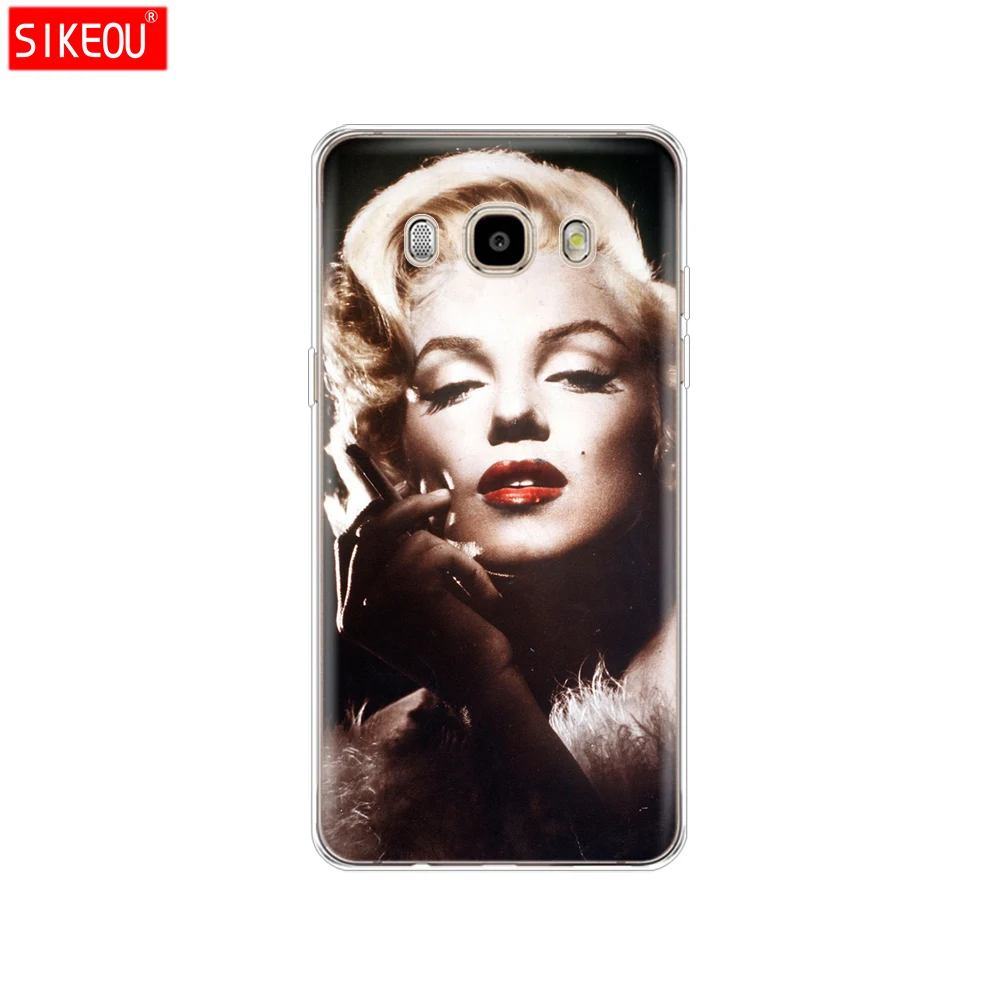Силиконовый чехол для телефона Samsung Galaxy J1 J2 J3 J5 J7 MINI 2016 2015 prime Marilyn Monroe с кошкой |