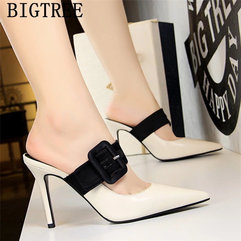 Обувь для вечеринок Роскошные каблуки Bigtree обувь туфли без пяток на высоких