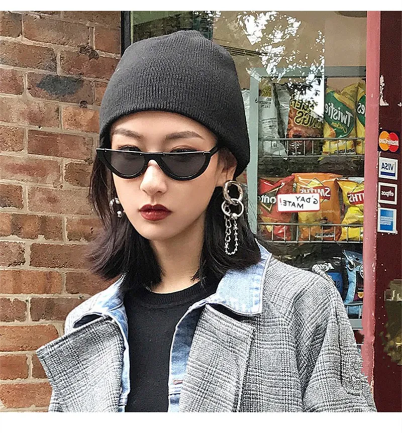 Женские солнцезащитные очки кошачий глаз с уникальной полуоправой брендовые